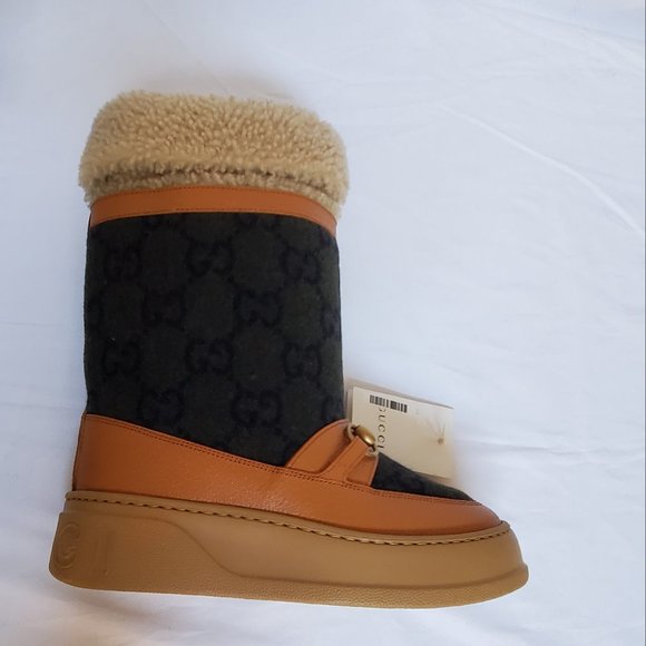 NIB Gucci GG wool shearling-lined horsebit snow boots- IT 36 US 6 - Picture 7 of 14